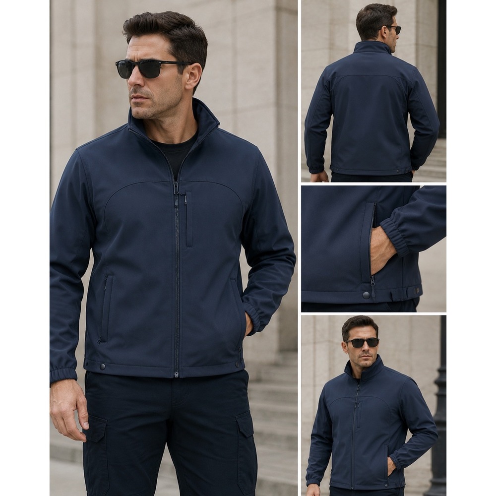Blauer Softshell Jacket Men XL Navy Blue Excellent Fleece Lined Tactical Duty